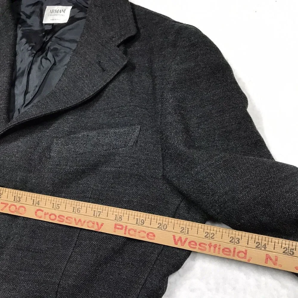 ARMANI COLLEZIONI Blazer Men 40 Charcoal Gray 100% Wool Pockets Made in Italy